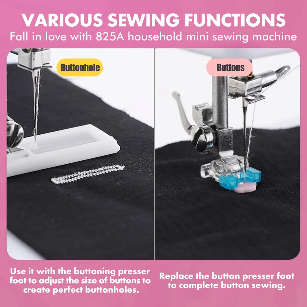 825A Multifunctional Mini Sewing Machine 12 Stitches Electric Sewing Machine with Foot Pedal US Long Service Life Perfect Gift