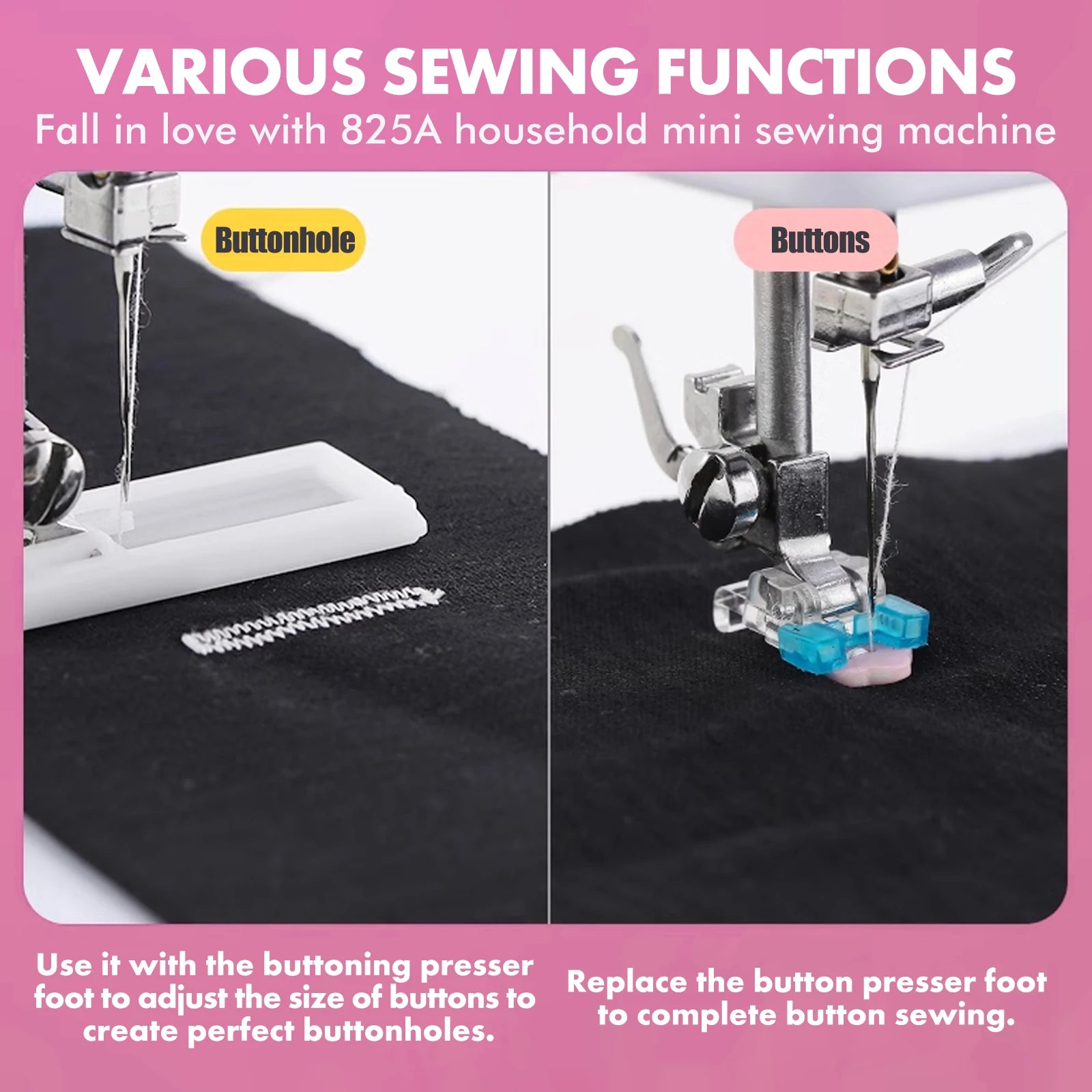 825A Multifunctional Mini Sewing Machine 12 Stitches Electric Sewing Machine with Foot Pedal US Long Service Life Perfect Gift