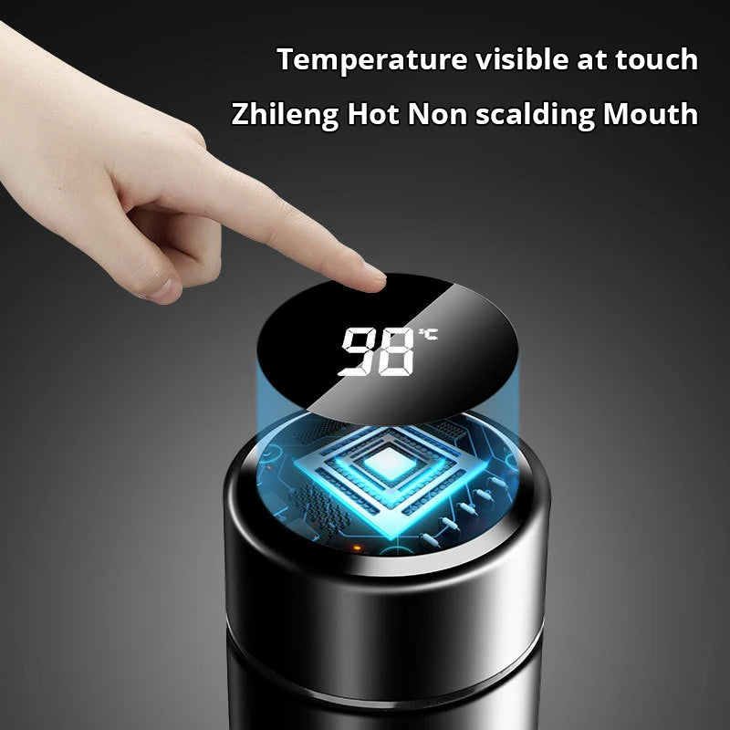 500ml Black Stainless Steel Smart Thermos With Temperature Display