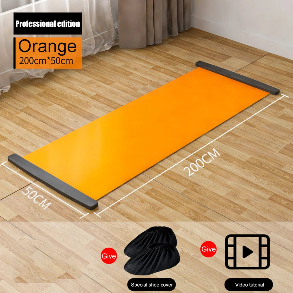 140/180/200CM Yoga Sliding Mat Sport Fitness Glide Pilates Skating Training Board Mat for Ice Hockey Roller Skating Leg Exercise