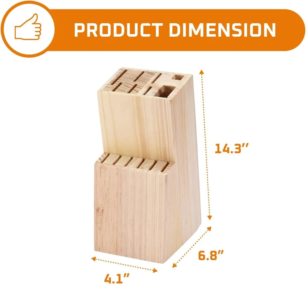 Kitchen Knife Set with Solid Wood Holder 15pcs Stainless Steel Sharp Chef's Knives bread Knife Cleaver Fruit Steak Knife Set