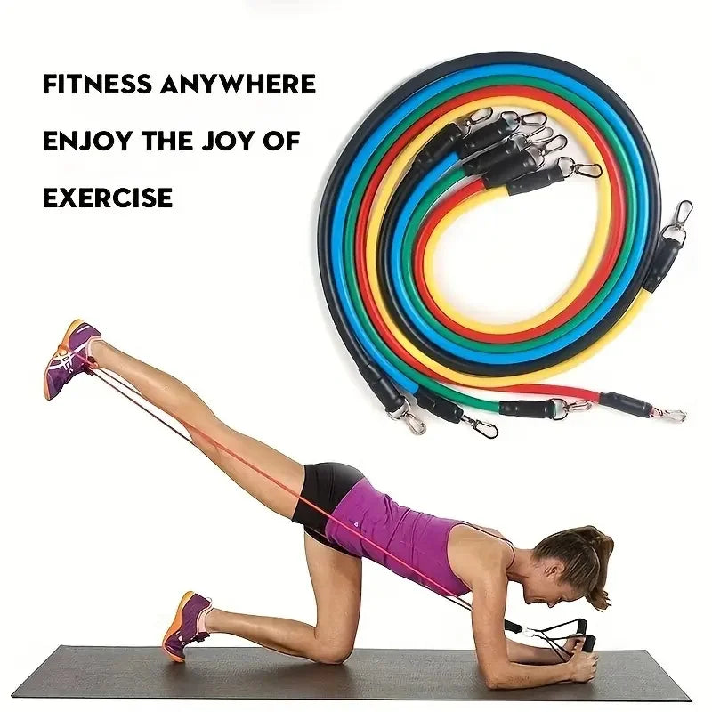 11pcs TPE Resistance Bands Set, Resistance Bands With Door Anchor Legs Ankle Straps, Exercise Bands
