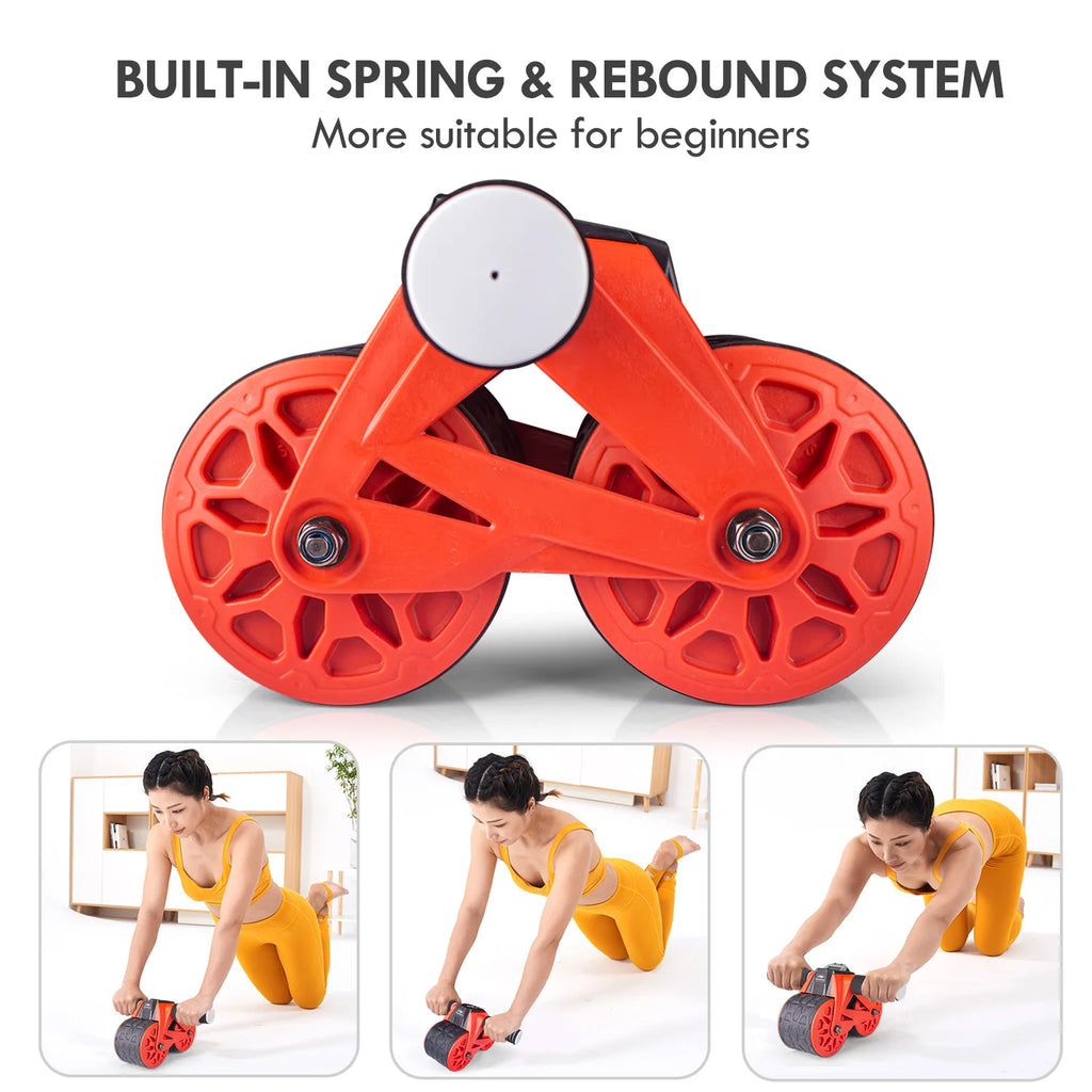 Ab Wheel Roller Automatic Rebound with Knee Pad Mat,Core Muscle Ab Trainer with Intelligent Display, Ab Workout