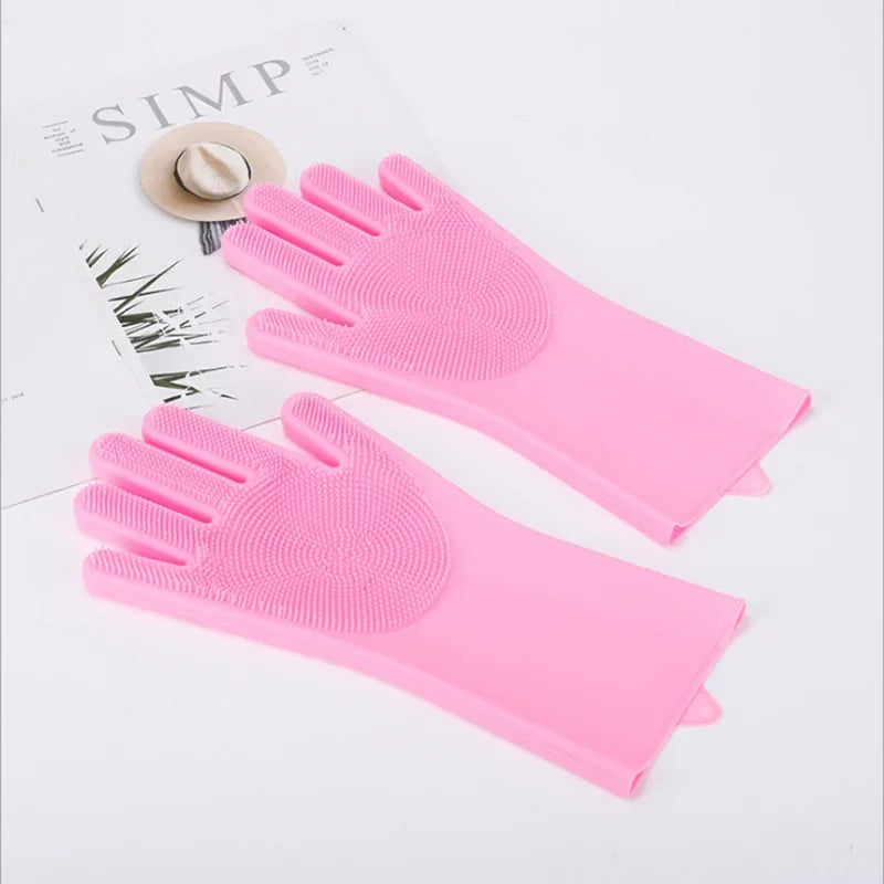 Silicone Dishwashing Gloves, Magic Shower Gloves, Room Specific Durable, Wear-resistant, Waterproof Rubber Gloves