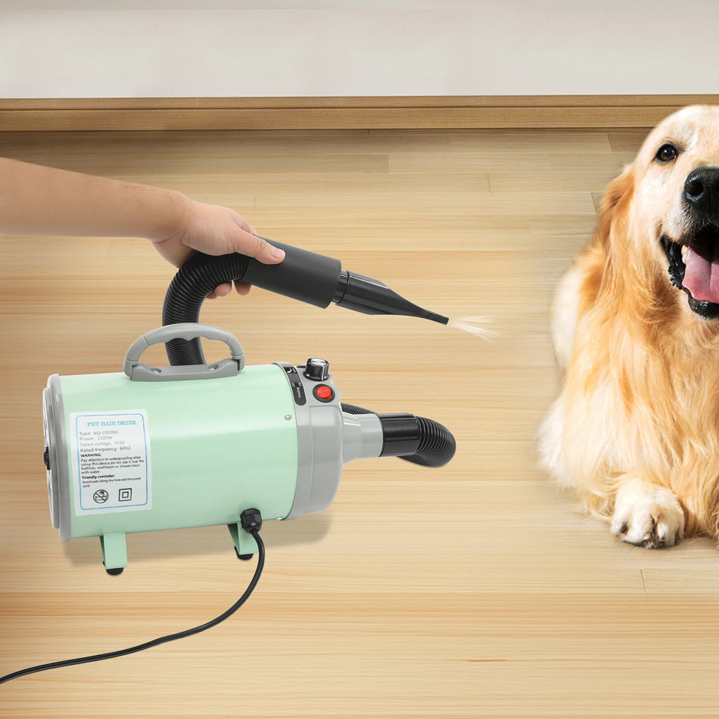 2200W Professional Pet Grooming Dryer, Adjustable Wind Speed, 4 Nozzles, Rust-resistant, Low Noise 55-70dB for Dogs/Cats
