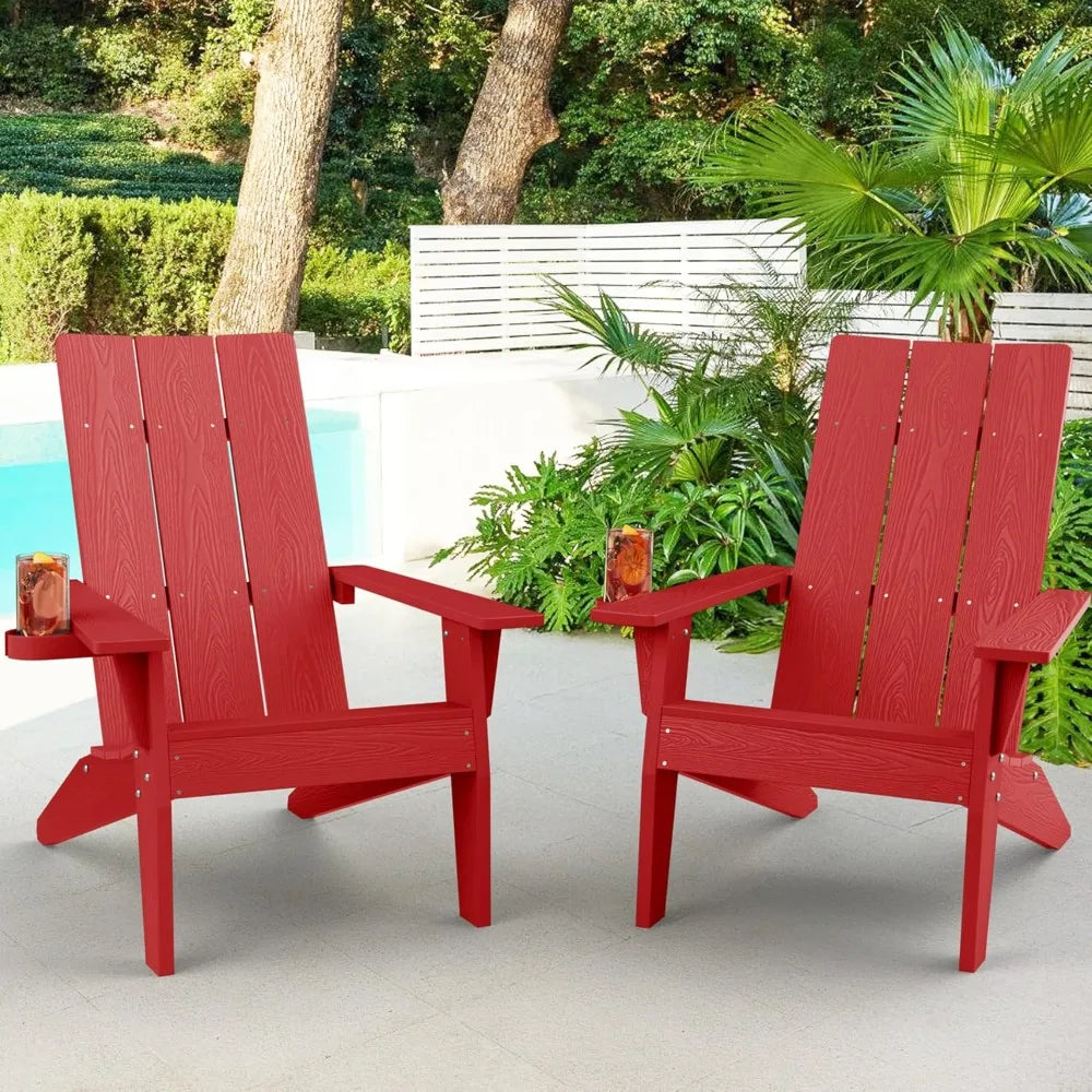 Adirondack Chair Set of 2: Modern Adirondack Chairs Fire Pit Chairs Plastic Outdoor Chairs for Lawn Backyard Deck Garden Camping