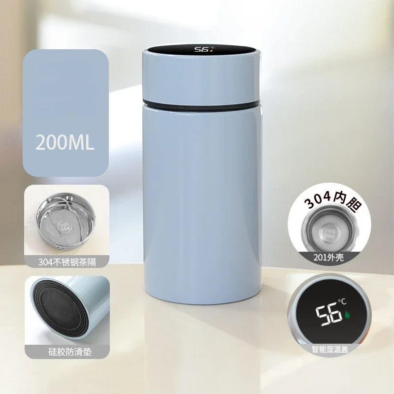 200ML Thermos Water Bottle Temperature Display Stainless Steel Vacuum Flasks Thermoses with Filter Tee Cup