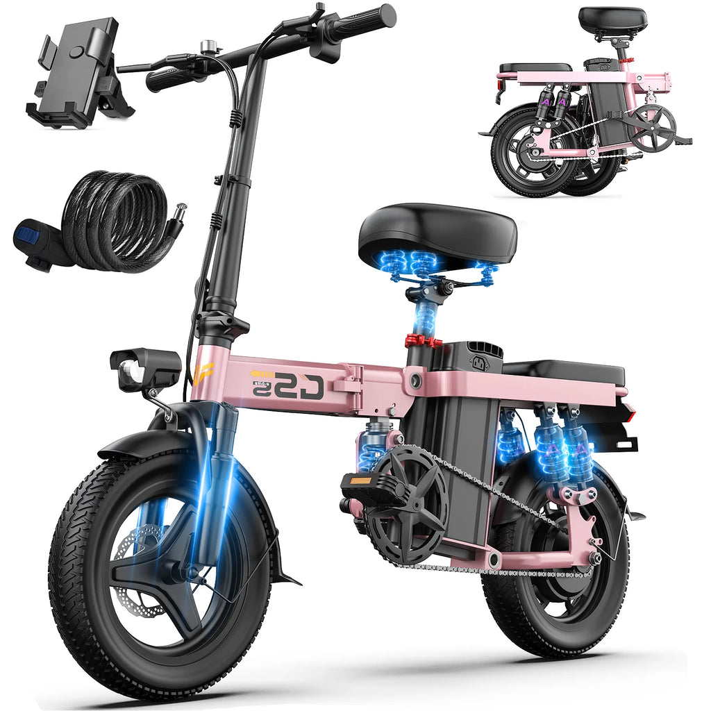 Electric Bike for Adults Teen-Folding Electric Bicycle 750W Peak Motor,20+MPH 35 Miles,Commuter Ebike 48V 15AH Removable Battery