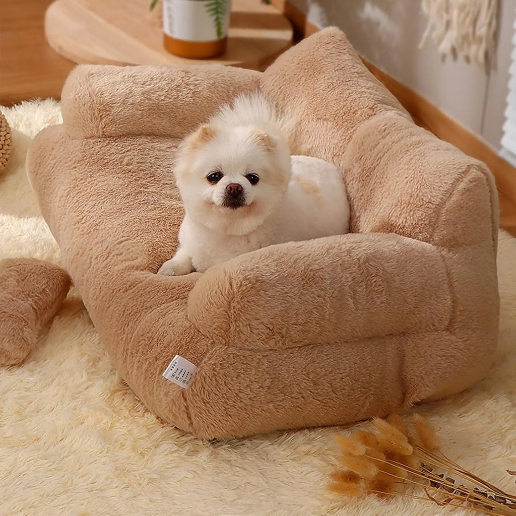 Plush Sofa Bed for Cats and Small Medium Dogs, Memory Foam Removable Washable Pet Sofa Bed