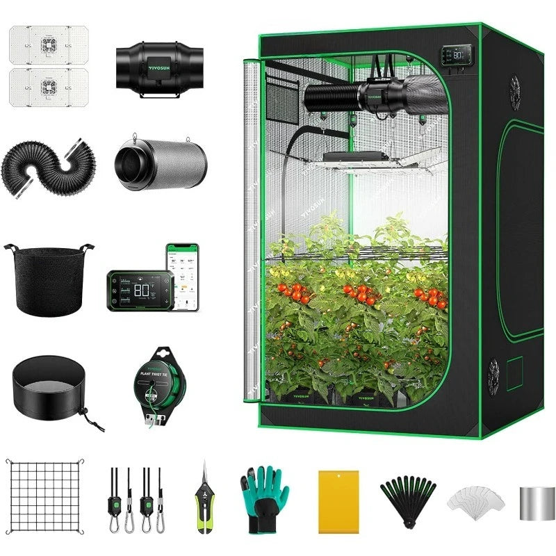 Automated Grow Tent 4x4, WiFi Control with 400W LED & Circulation Fan