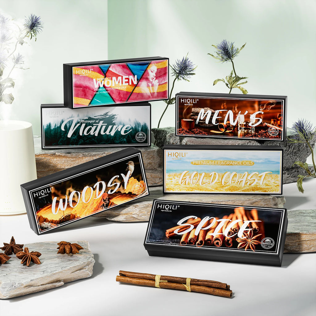 HIQILI Fragrance Oil Set, 6 PCS*10mL Pure Perfume Oil Set for Gift Aromatherapy Diffuser DIY Perfume Candle Soap Making