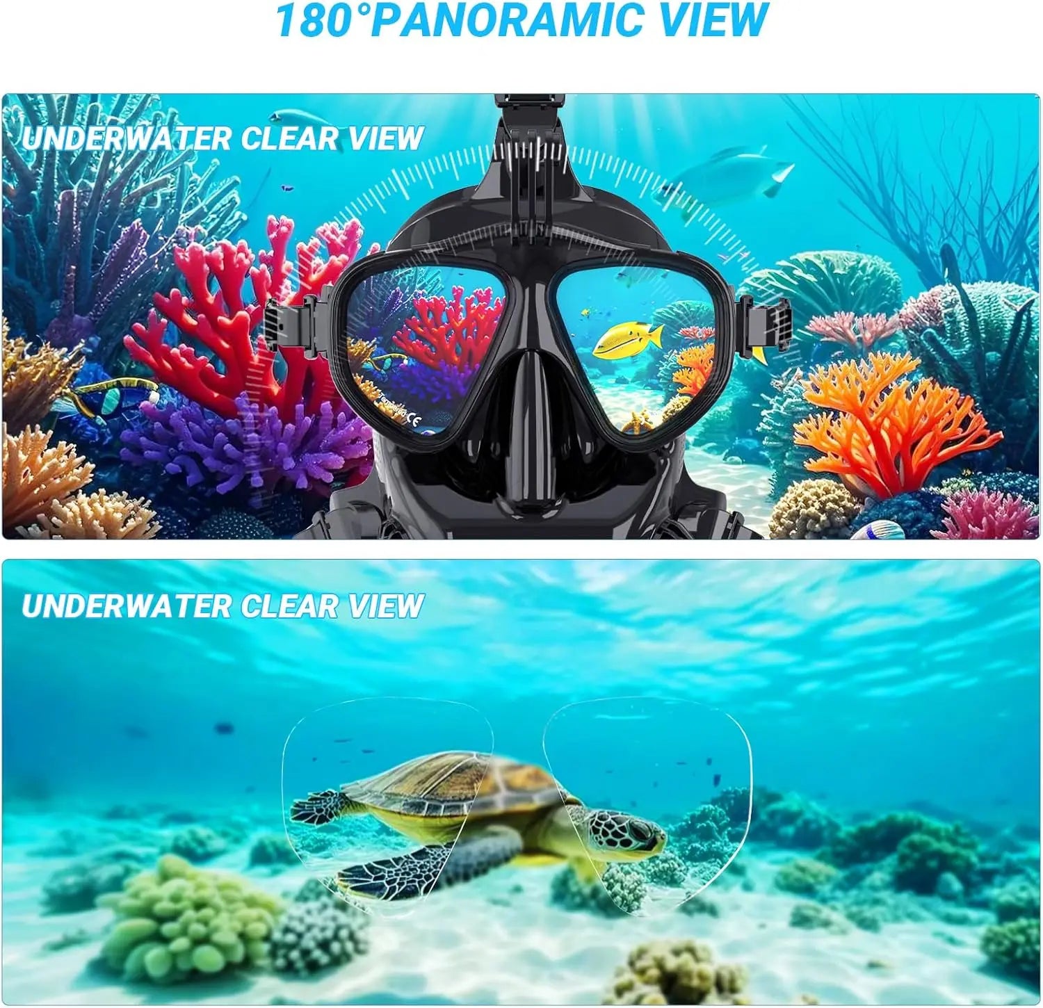 Full Face Dive Mask Support Diving & Snorkeling, Full Face Snorkel Scube Mask