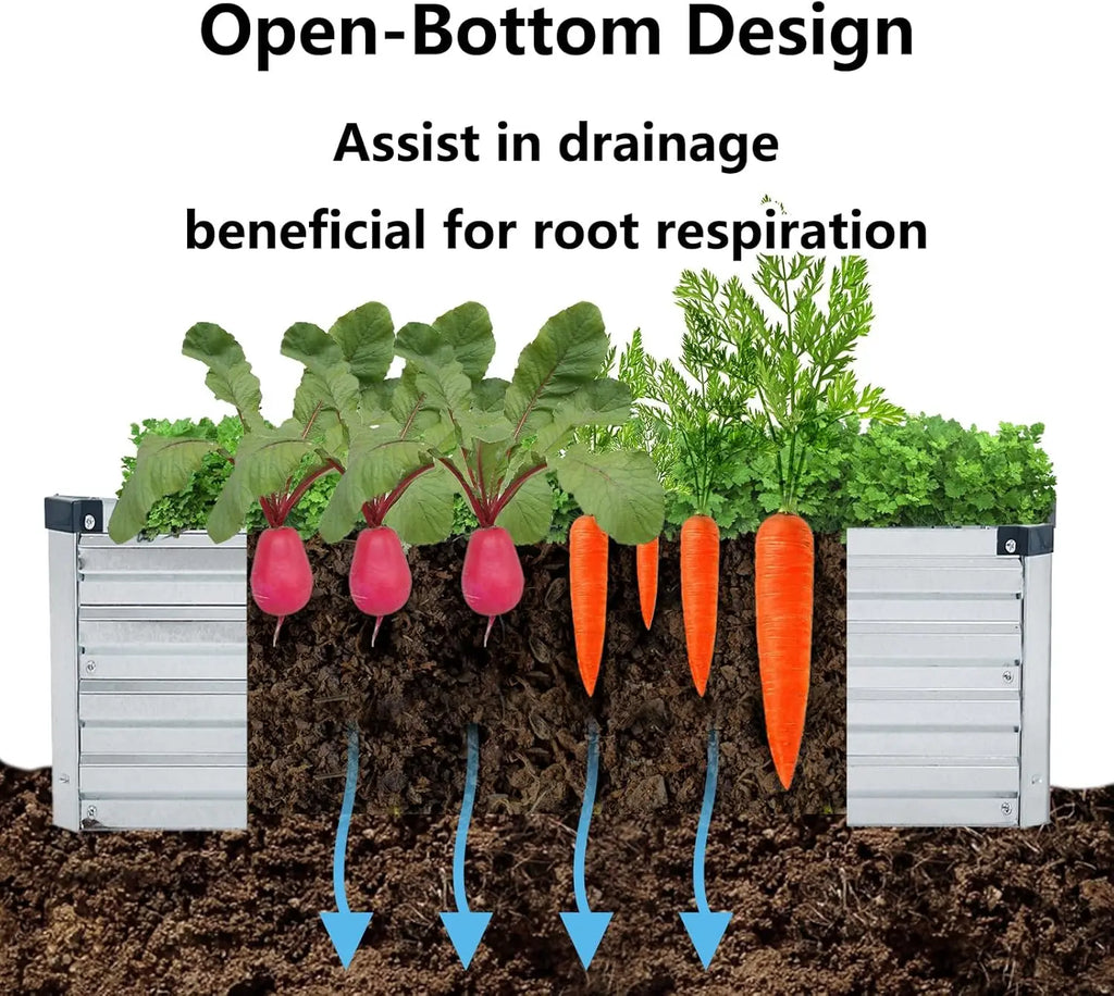 2 Pack 6x3x1FT Galvanized Raised Garden Beds Kit Outdoor Metal Gardening Planter Box for Vegetable Elevated Flower Herbs