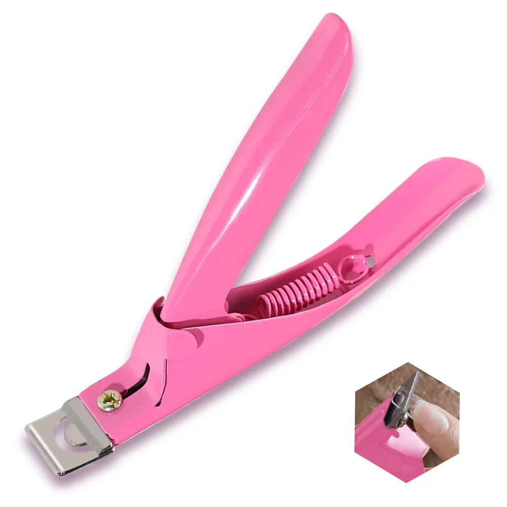 Acrylic Nail Cutter Stainless Steel Clipper Scissors U Word False Tips Trimmer Manicure Tools Straight Cut Kit With 12pcs Magnet