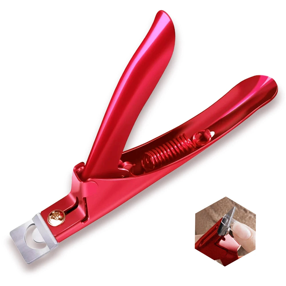 Acrylic Nail Cutter Stainless Steel Clipper Scissors U Word False Tips Trimmer Manicure Tools Straight Cut Kit With 12pcs Magnet