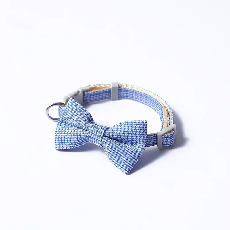 Bow Plaid Collar Pet Puppy Cat Dog Adjustable Neck Collar For Small Dogs Necktie Grooming Bow Tie Sweet Pet Accessories