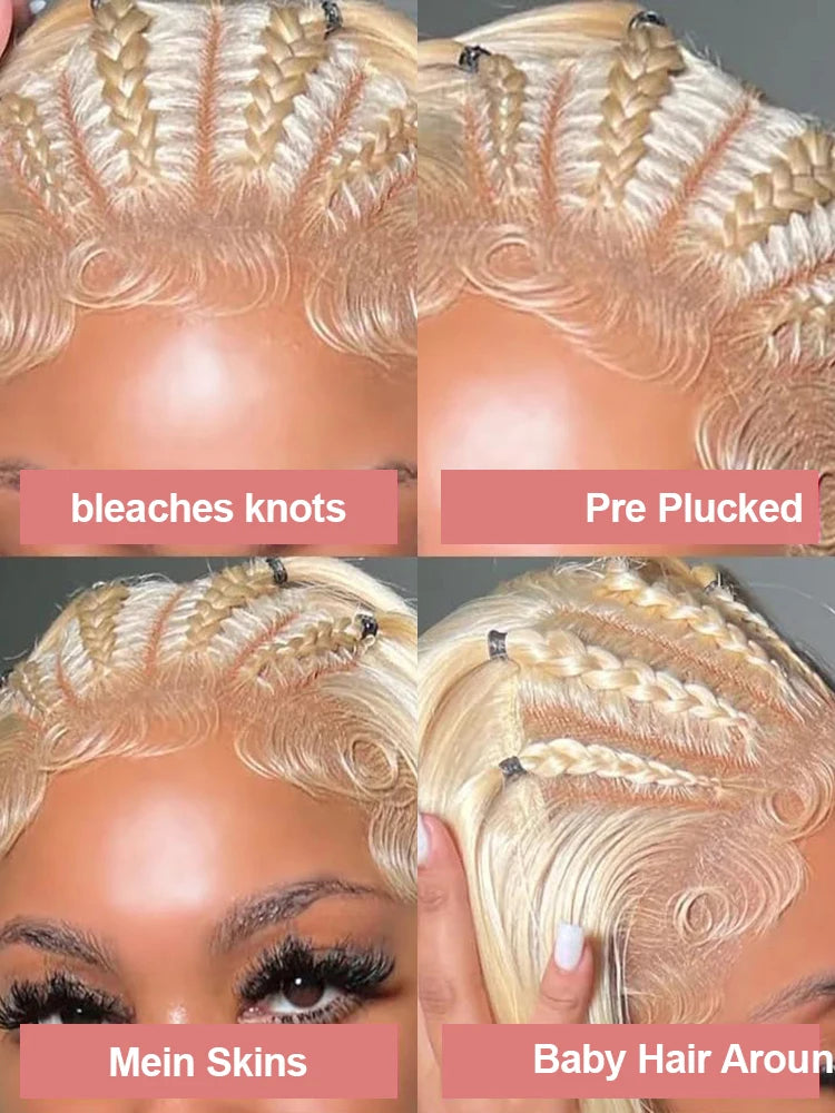 42 Inches 613 Honey Blonde 13x6 HD Transparen Body Wave Lace Frontal Human Hair Wig Colored Human Hair Lace Front Wig For Women