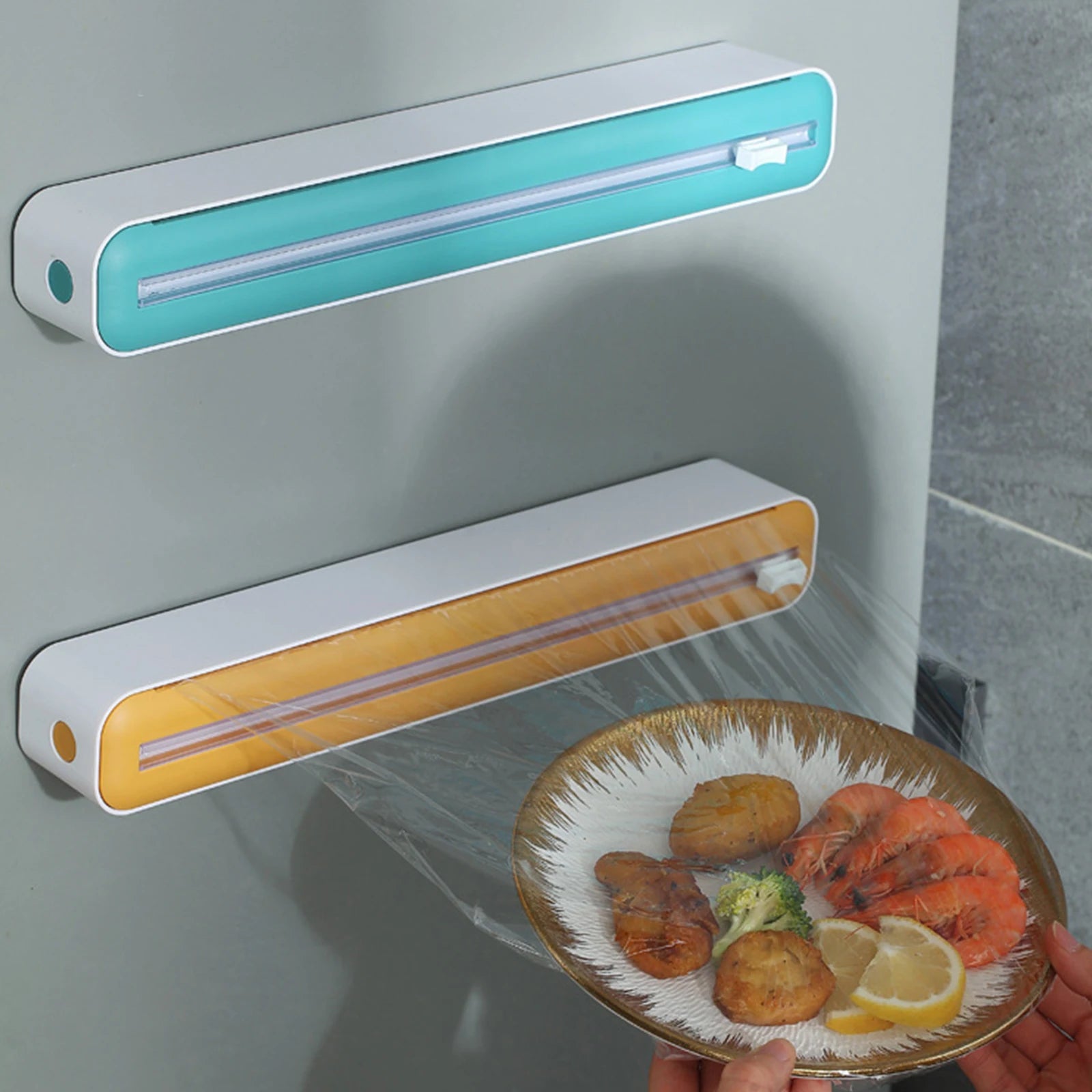 Magnetic Refillable Plastic Wrap Dispenser With Cutter, Tin Aluminum Foil Dispenser Cutter, Film Wrap Dispenser Kitchen Tool