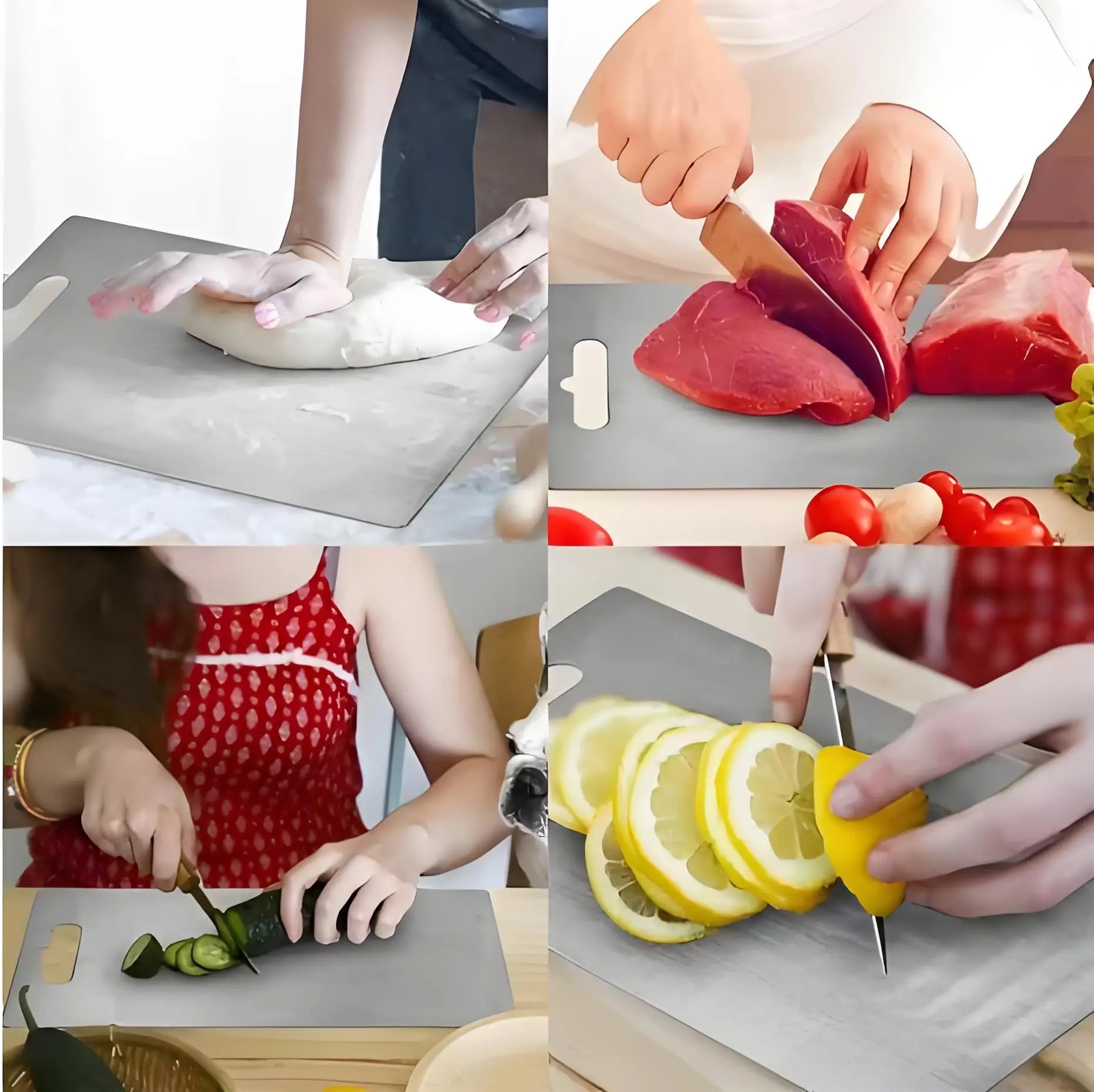 Stainless Steel Chopping Board - German 304 Double-Sided Cutting Mat for Kitchen (Anti-Bacterial & Scratch-Proof)