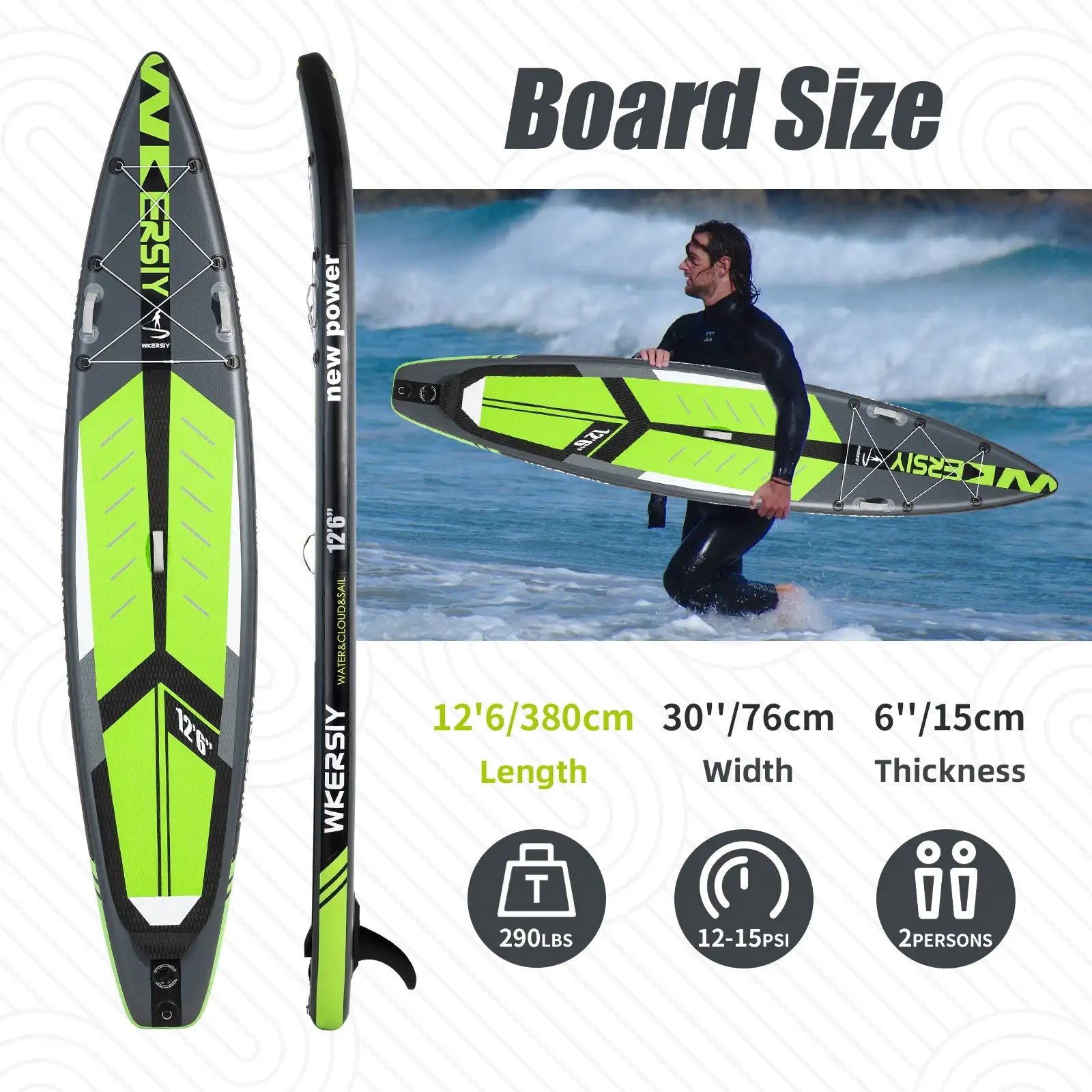 Surfboard Paddle Board 12ft6in Green stand up paddleboard Padel inflatable Paddle Wholesale Tabla Surf Water