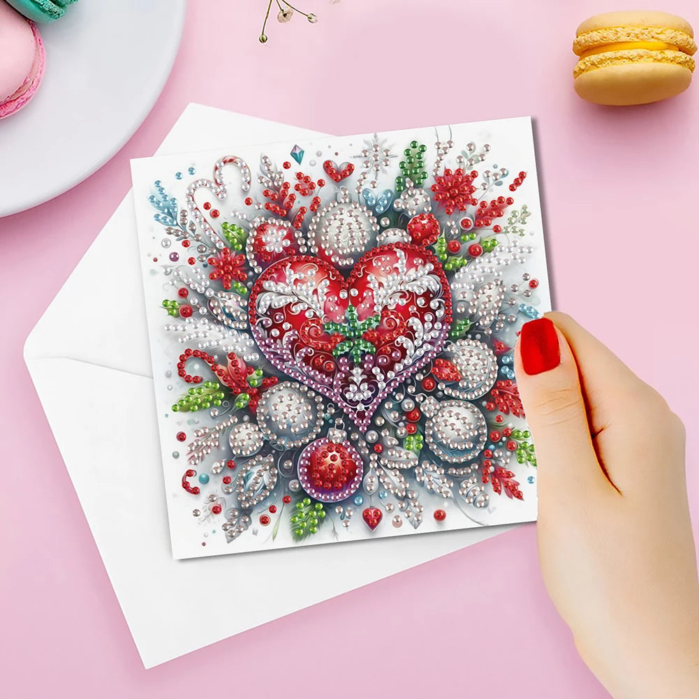 6PCS DIY Rhinestone Diamond Art Mosaic Postcards Diamond Art Handmade Cards for Xmas Birthdays Thanksgiving & Special Occasion