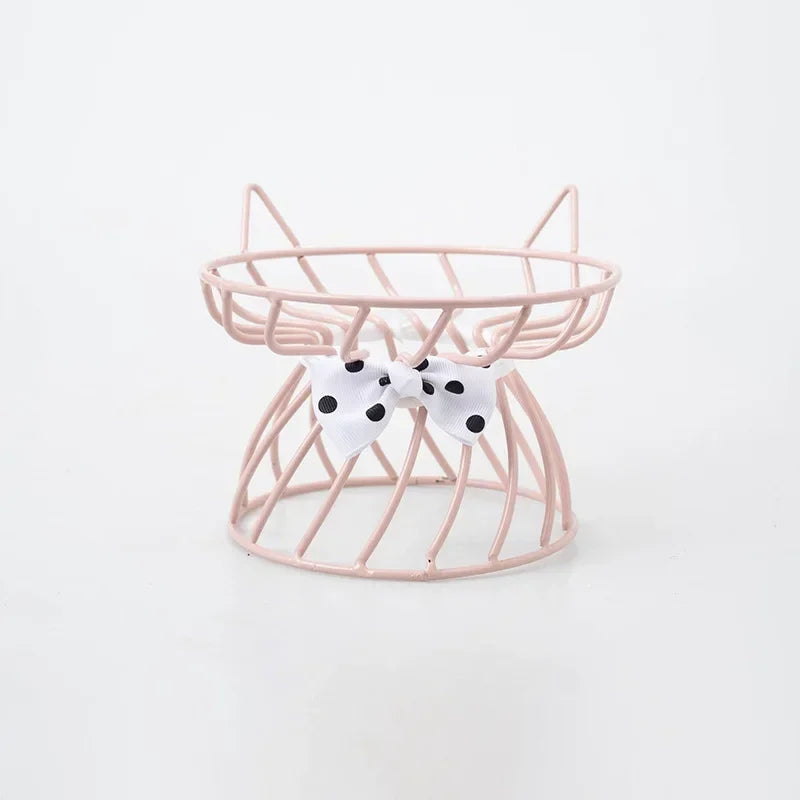 Cat Bowl Ceramic High-Foot Neck Guard Food Bowl Shallow Mouth Large Caliber Pet Food Bowl