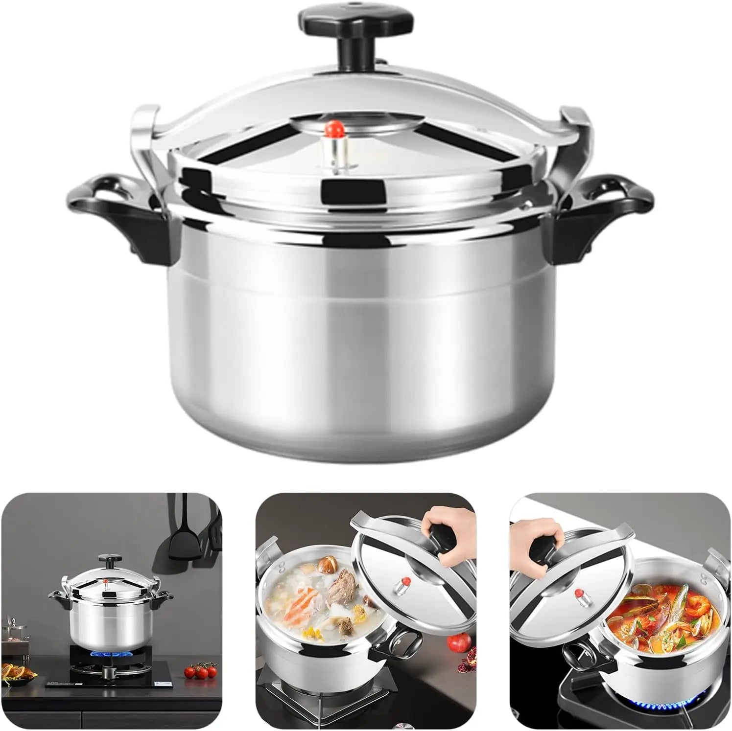 3L/3.17Qt Mini Pressure Cooker Aluminum Alloy Quick Cooking Pressure Canner Kitchen Pot for Hotel Restaurant and Home Kitchens
