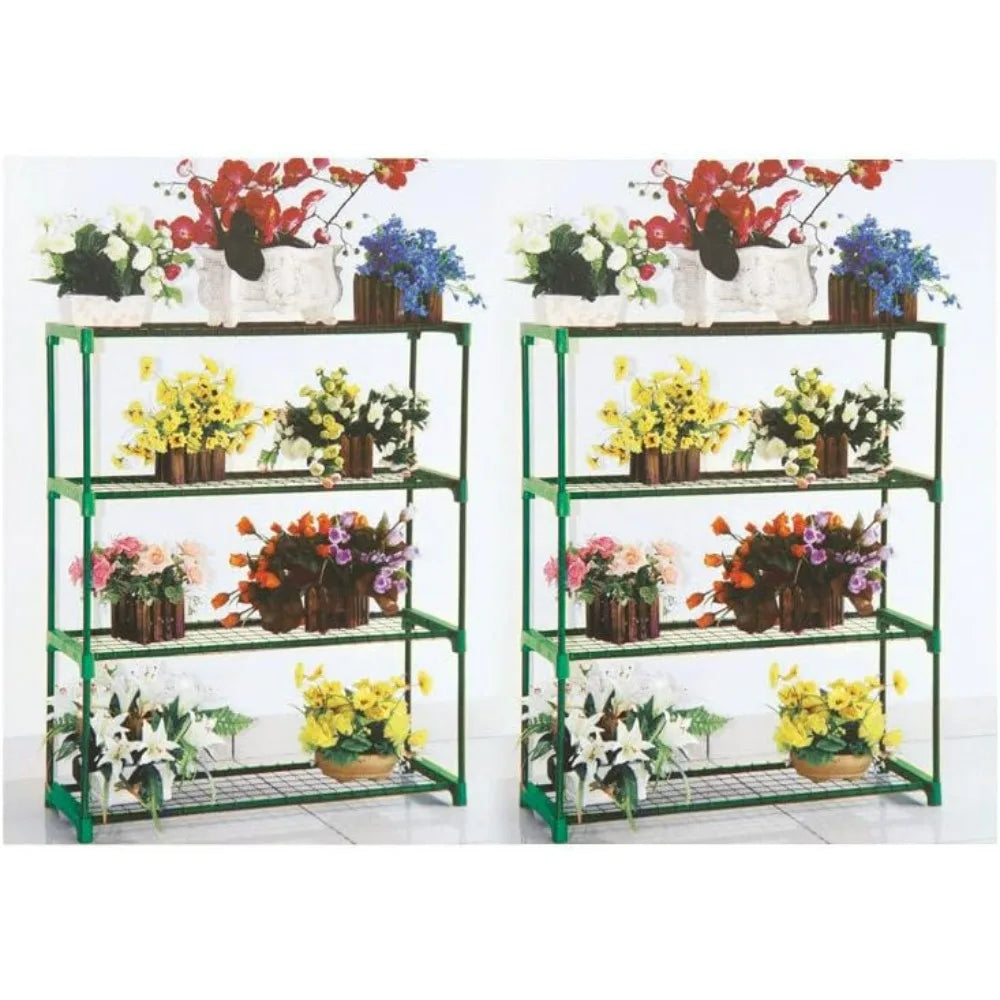 Garden Greenhouse Steel Staging Shelving Plant Stand Garden Shelving Unit Garage Storage Racking, 2 Pack Plant Racks