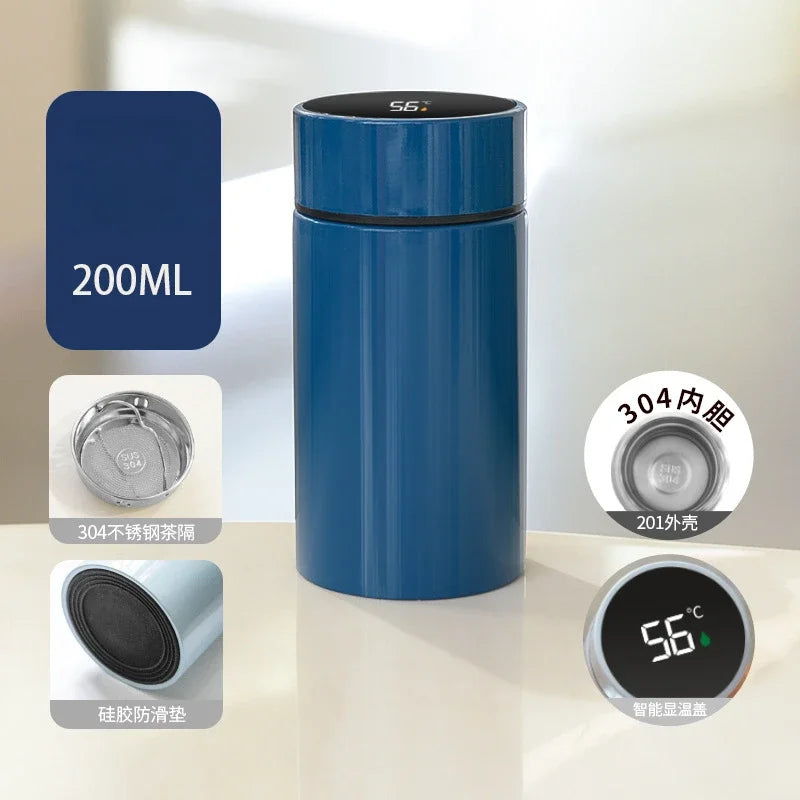 200ML Thermos Water Bottle Temperature Display Stainless Steel Vacuum Flasks Thermoses with Filter Tee Cup