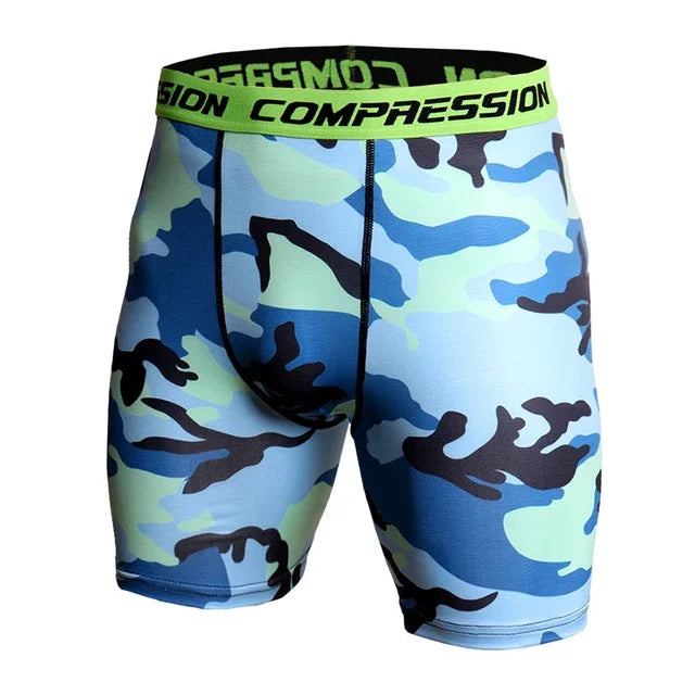 Compression Shorts Men 3D Print Camouflage Bodybuilding Tights Short Men Gyms Shorts Male Muscle Sport Elastic Running Shorts