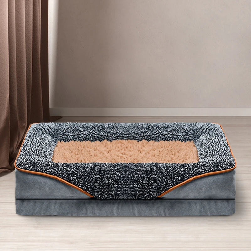 An oversized dog bed removable washable for all seasons, pet bed sofa, comfortable and soft cat sofa bed with raised edges,