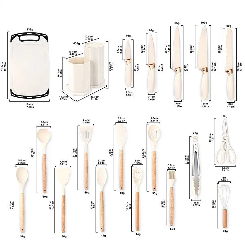 19 knives: Diverse functions suitable for kitchen scenarios