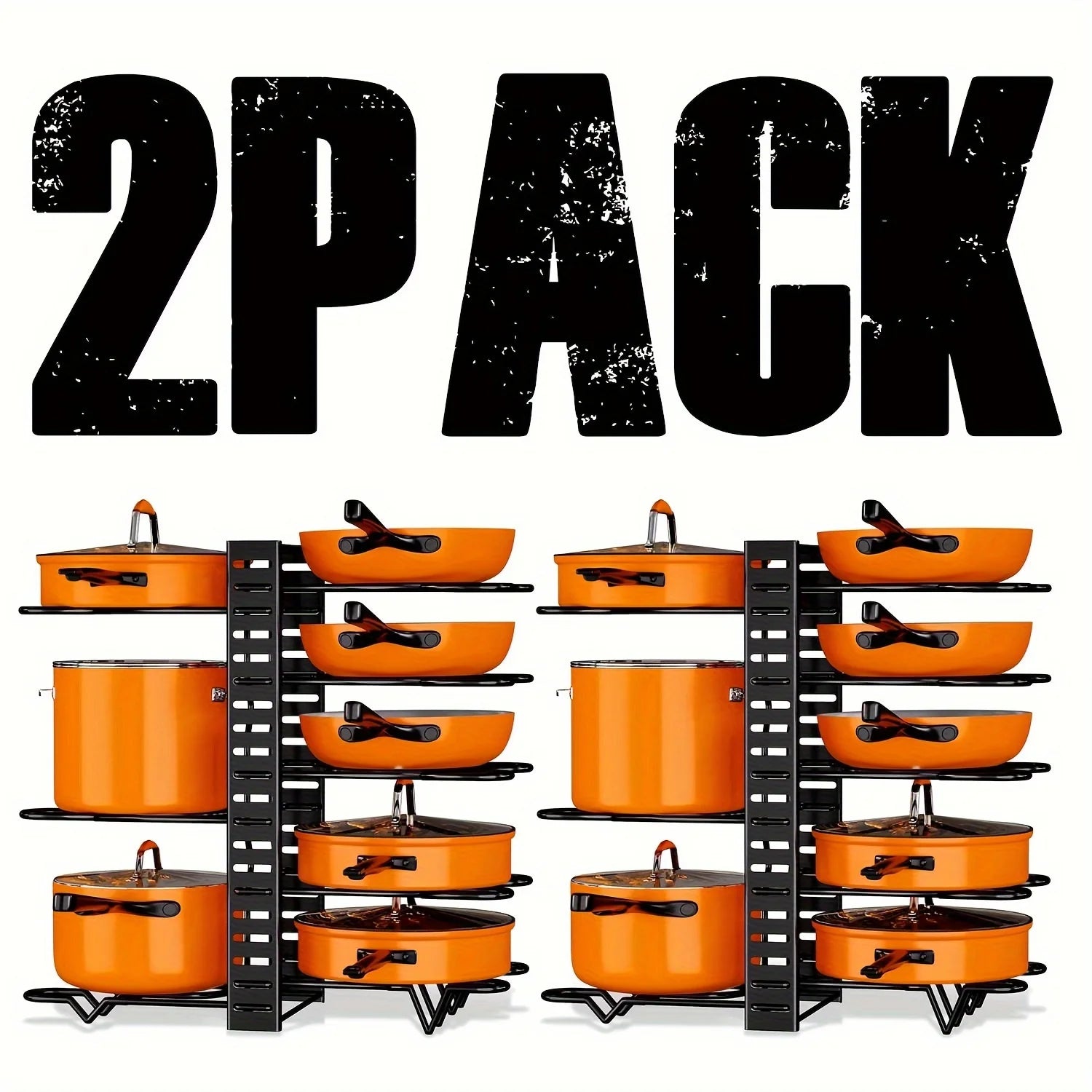 2 Pack Pot Rack, Pot Rack Organizers, Kitchen Organization & Storage Rack, Adjustable Pot Lid Holders & Pan Rack