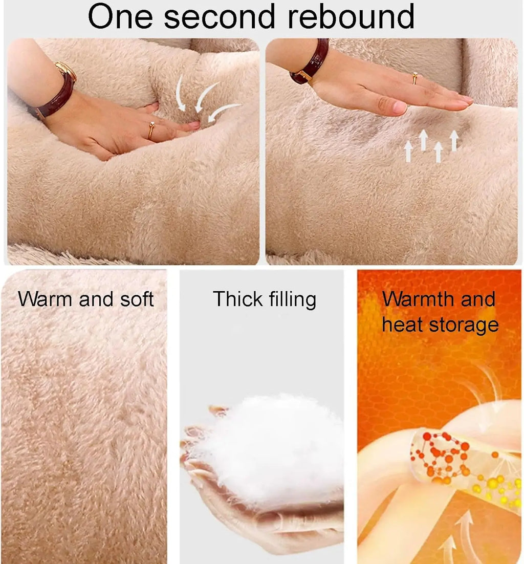 Plush Sofa Bed for Cats and Small Medium Dogs, Memory Foam Removable Washable Pet Sofa Bed
