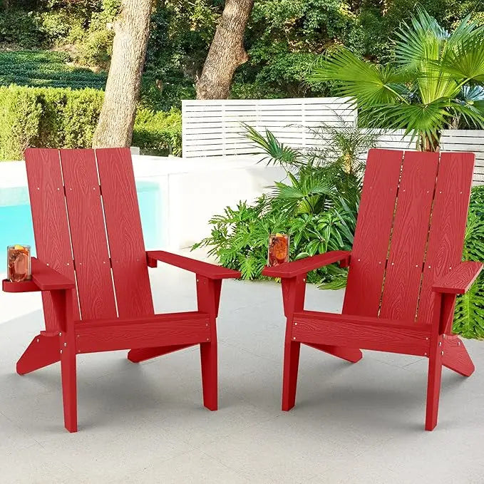 Adirondack Chair Set of 2: Modern Adirondack Chairs Fire Pit Chairs Plastic Outdoor Chairs for Lawn Backyard Deck Garden Camping
