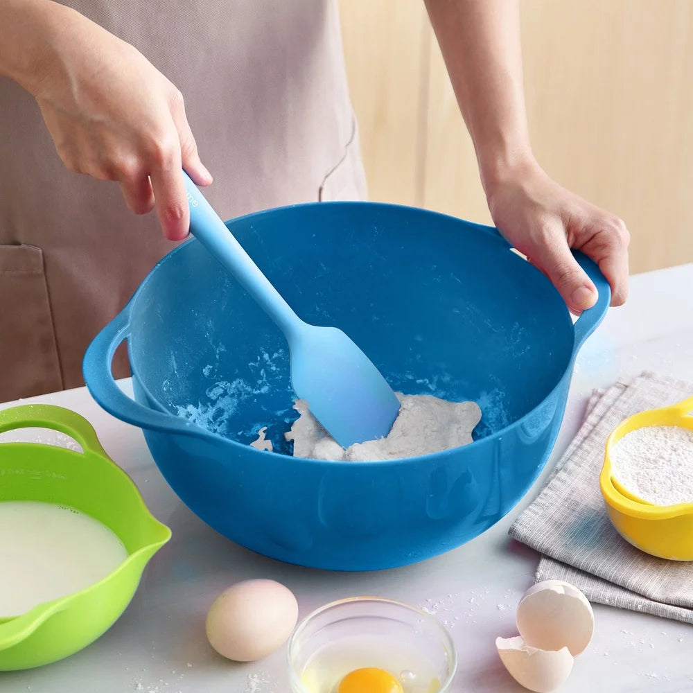 Multifunctional Plastic Mixing Bowl Set Colander Sifter Measuring Cup Non-Slip Stackable Kitchen Tools Baking Prep Utensils 8