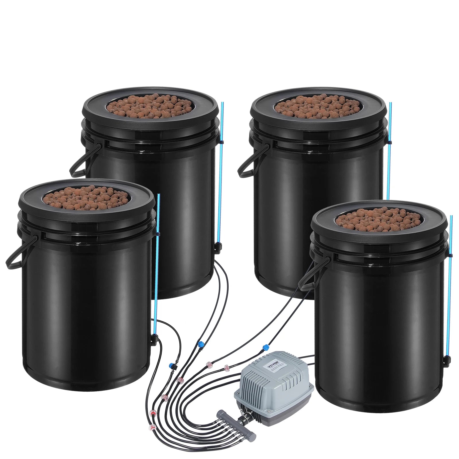 DWC Hydroponics Grow System Hydroponic Growing System w/ Top Drip Kit Deep Water Culture 5-Gallon Buckets with Air Pump