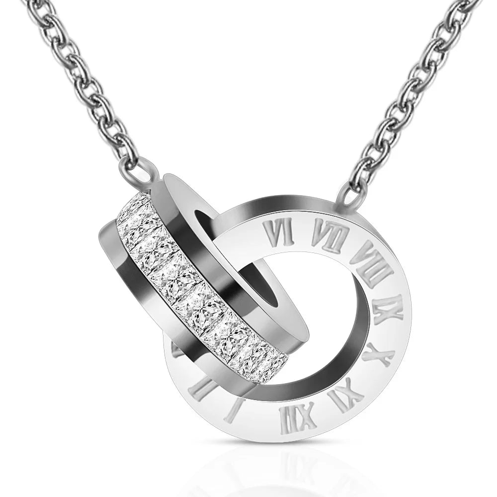 Women Fashion Jewelry Stainless Steel Claw Heart Roman Number Necklace For Birthday Day Gifts,Party Gifts