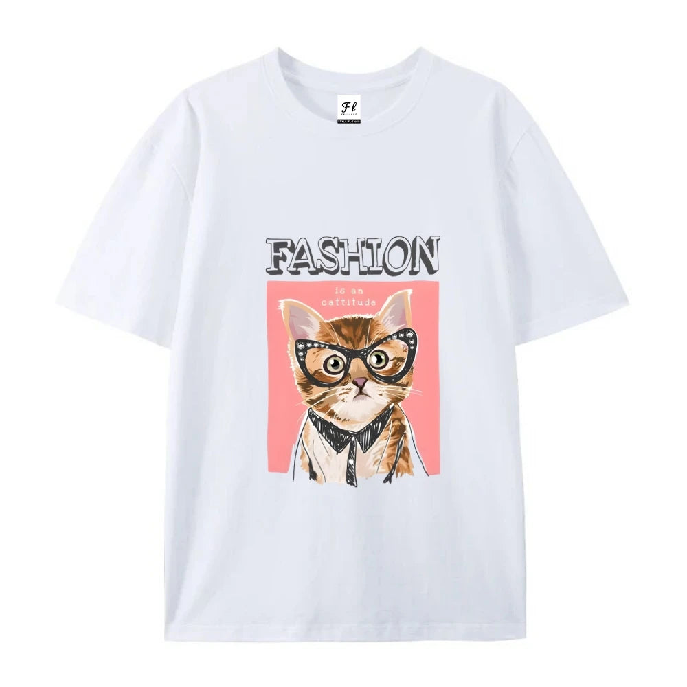 Trending Unisex Fashion Cat Pattern Tshirt Casual Loose Round Neck Short Sleeve  Summer  Style Streetwear Tees Aliexpress