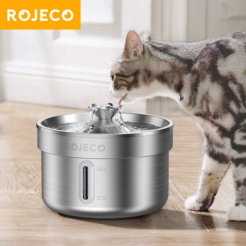 Stainless Steel Cat  Water Fountain Automatic Pet Drinking Fountain for Cat Dogs Drinker Rechargeable Pet Water Purifier