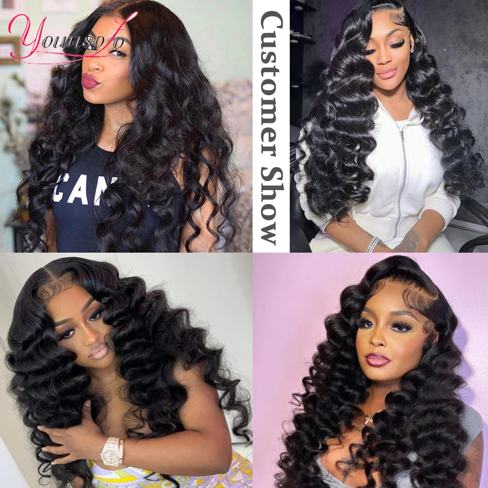 Younsolo Loose Wave Bundles Brazilian Human Hair Loose Weave Bundles 1/3/4/Pcs Lot Natural Black Human Hair Extensions For Woman