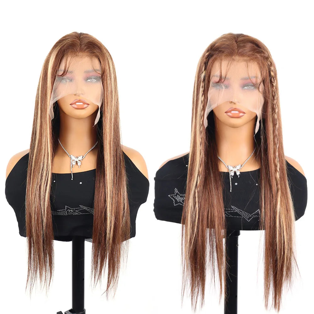 200% Highlight Ombre 360 Full Lace Front Wig 40 Inch 13x6 Bone Straight Hd Lace Frontal Colored Human Hair Wigs Honey Blonde Wig