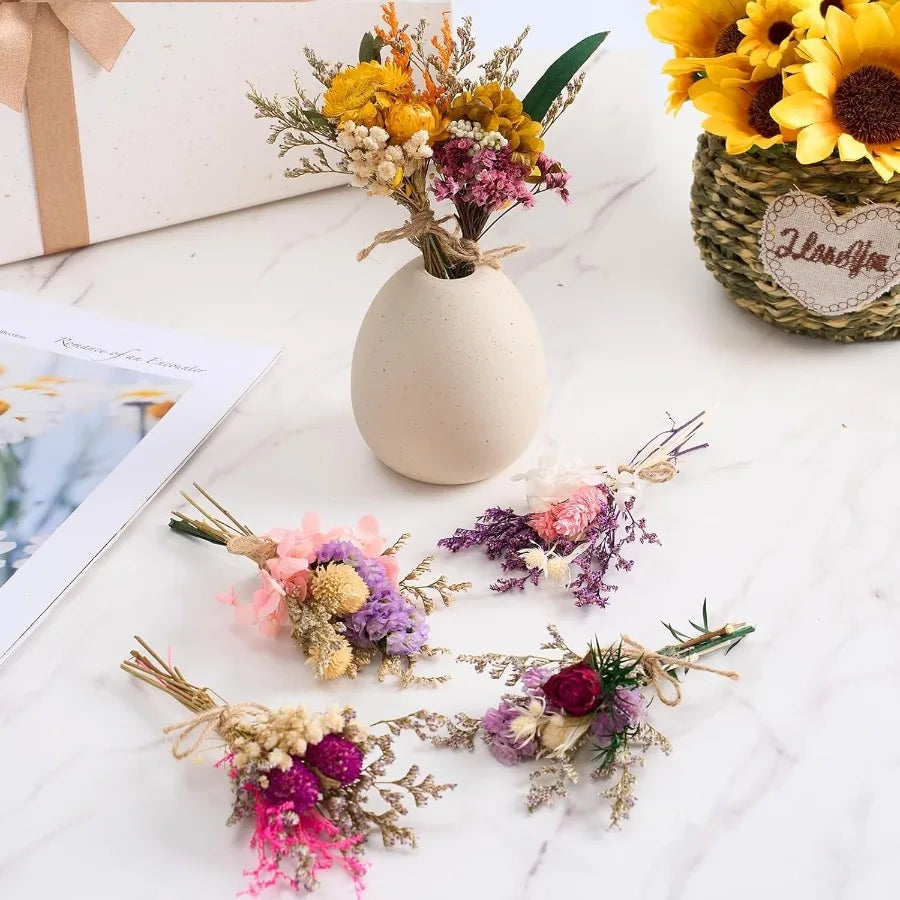 12 24 PCS Charming Dried Flowers Bouquet for Vase Various Dried Wildflowers with Stems Mini Handmade Wildflowers Natural Real F