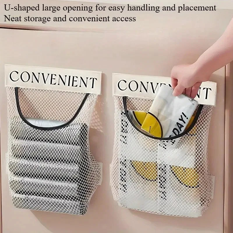 Wall-Mounted Grocery Bag Dispenser - Space-Saving Plastic Bag Organizer for Kitchen Cabinet, Multi-Purpose Storage Holder