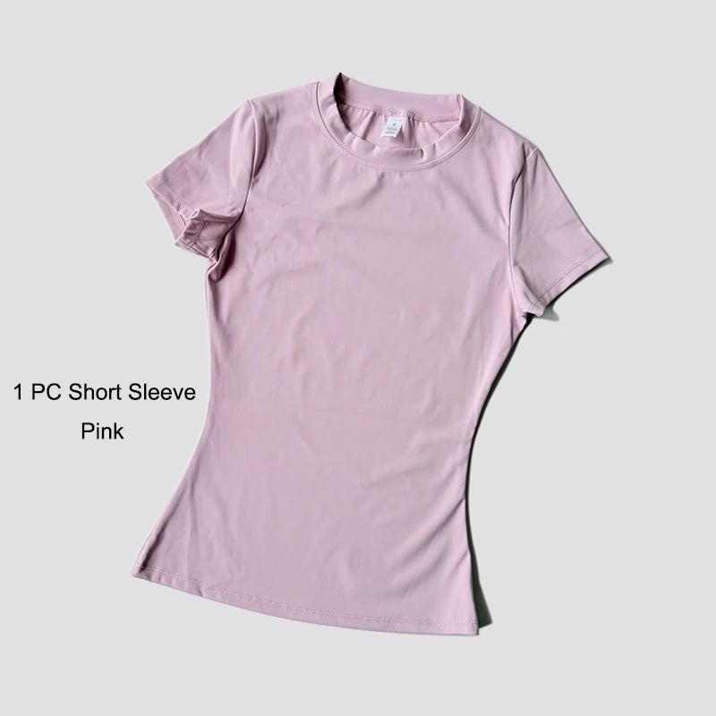 Women's Sports Yoga Set Seamless Knitted Fitness Gym Clothes Sportswear Short Sleeve Crop Top Tracksuits Gym Short Leggings