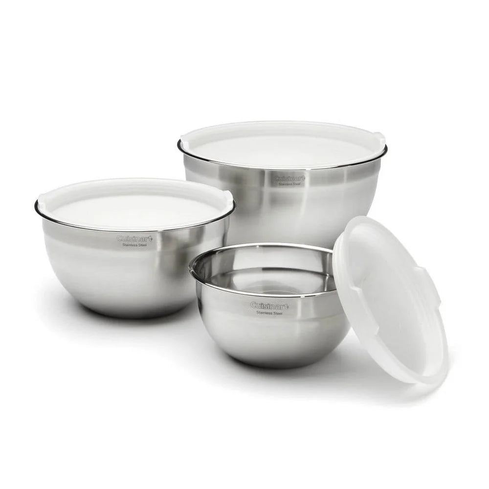 Stainless Steel Mixing Bowls Set with Lids Freezer Dishwasher Safe Easy Cleanup Kitchen Baking Cooking Prep