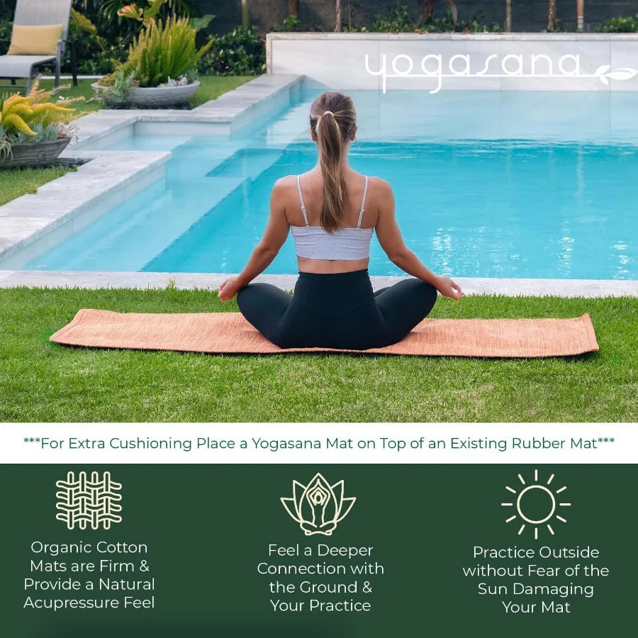 Organic Cotton Yoga Mat Non Slip HandWoven Foldable Yoga Rug Provides Excellent Comfort Traction Support Travel Extra Thick Yog