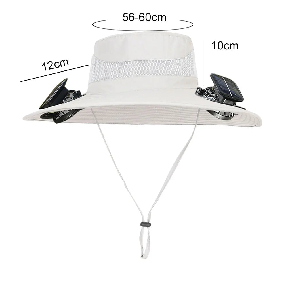 Outdoor Solar Fan Hat UV Protection Sun Hat with 1/2 Solar Powered Fans Cap Breathable Wide Brim Fishing Hat for Camping Hiking