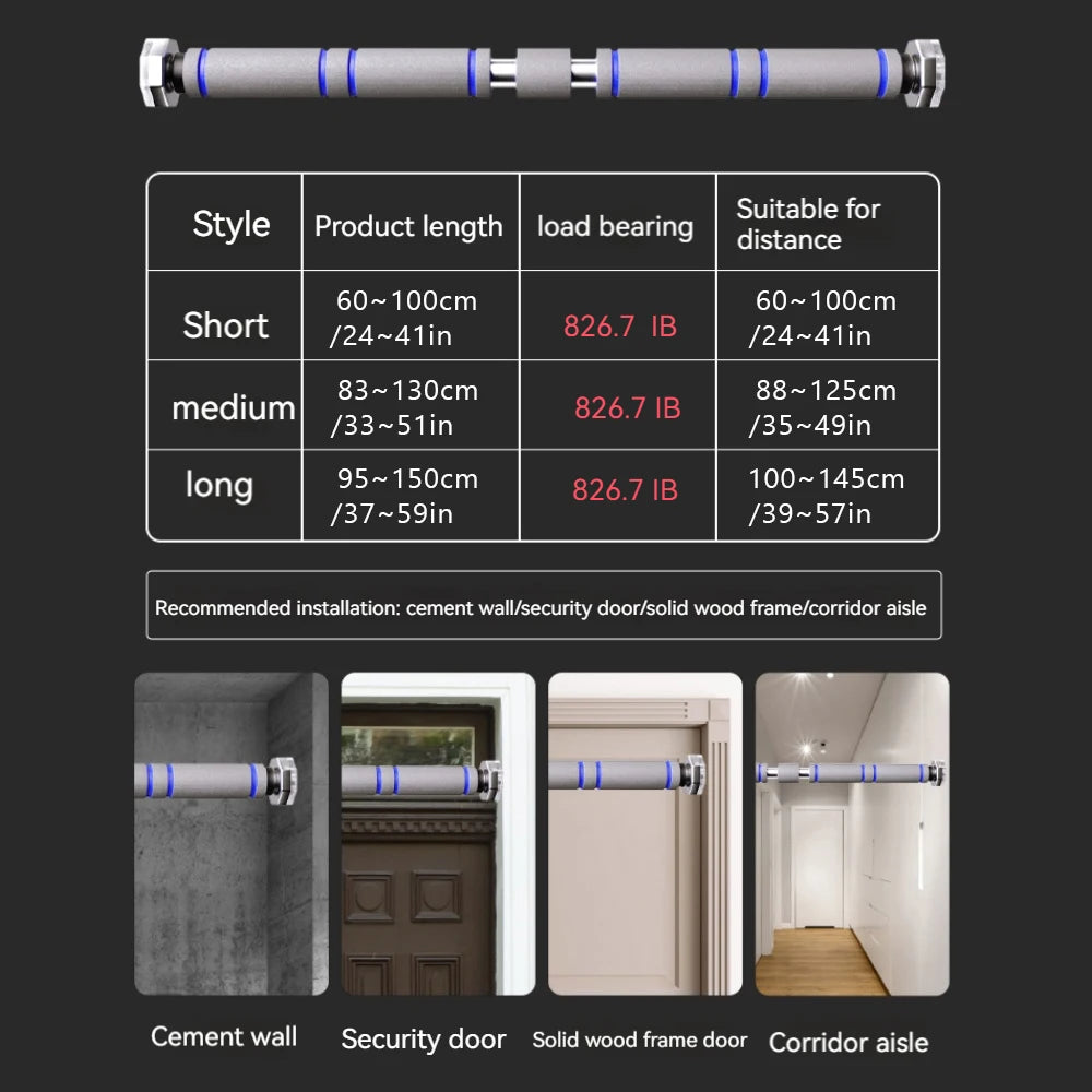 Heavy Duty Pull Up Bar Doorway Mounted Adjustable Non-Slip for Home Gym Strength Training Men Women Fitness