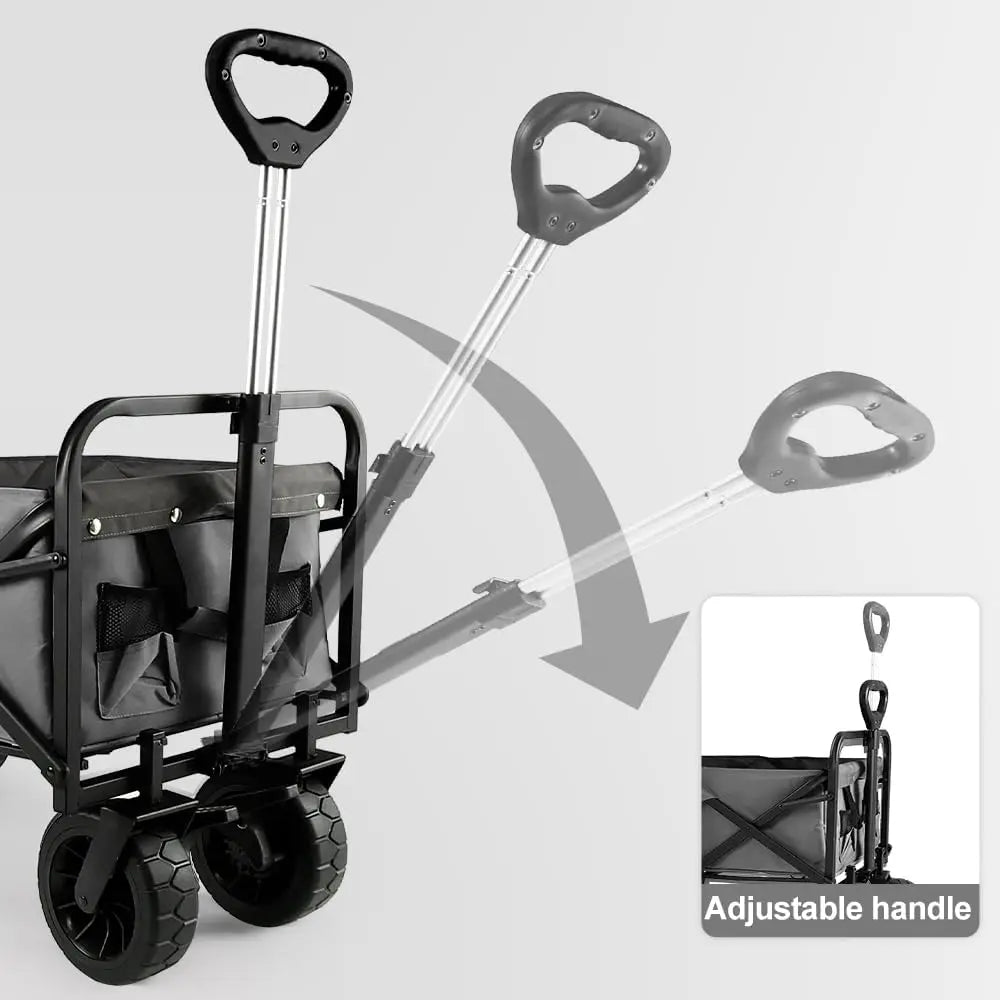 Collapsible Folding Garden Outdoor Park Utility Wagon Picnic Camping Cart with Bearing and Brake 8" All Terrain Wheels with Push